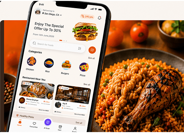 Disbite App experience with food background